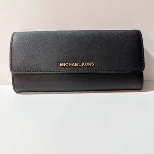 マイケルコース MICHAEL KORS 長財布 レザー 黒 美品 財布