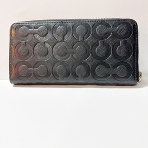 コーチ COACH 長財布 オプアート PVC(塩化ビニール) 黒 ラウンドファスナー 財布の画像2