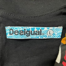 デシグアル Desigual サイズL - 黒×白×マルチ レディース クルーネック/ノースリーブ/ひざ丈/花柄 ワンピース_画像3