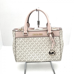 マイケルコース MICHAEL KORS トートバッグ - PVC(塩化ビニール)×レザー アイボリー×ライトピンク×ダークブラウン 美品 バッグ