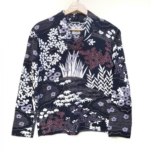  saw saw SOU*SOU long sleeve cut and sewn size SS XS - dark navy × purple × multi lady's floral print tops 