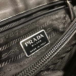 プラダ PRADA トートバッグ B10076 - ナイロン×レザー 黒 バッグの画像8