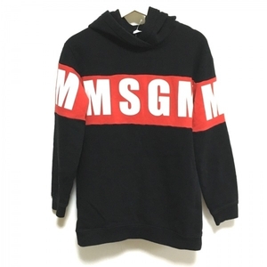 エムエスジィエム MSGM パーカー - 黒×レッド×白 レディース 長袖 トップス