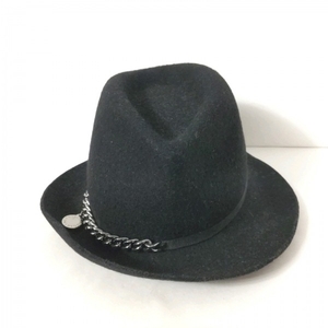 ステラマッカートニー stellamccartney ハット 57 - ウール 黒×シルバー チェーン 帽子