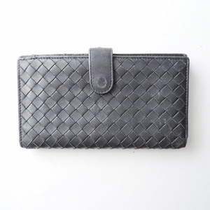 ボッテガヴェネタ BOTTEGA VENETA 長財布 121062 イントレチャート レザー 黒 財布