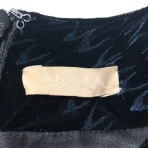 アライア ALAIA サイズ36 S - 黒×ネイビー レディース クルーネック/半袖/ロング/ベロア 美品 ワンピース_画像3