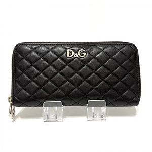 ディーアンドジー D&G 長財布 - レザー 黒 キルティング/ラウンドファスナー 財布