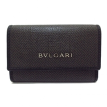 ブルガリ BVLGARI キーケース - PVC(塩化ビニール)×レザー ダークブラウン×黒 6連フック 財布_画像1