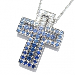 磨き済み■ダミアーニ DAMIANI ネックレス 20087030 ベルエポックアイスバーグ K18WG×ダイヤモンド×サファイア クロス(十字架) 美品の画像1