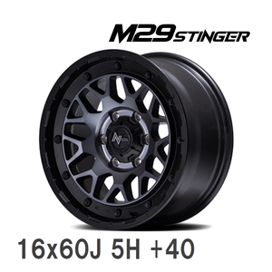 【MID/マルカサービス】 NITRO POWER M29 STINGER 16x60J +40 100 5H セミグロスブラッククリア アルミホイール 4本セット