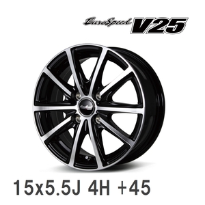 【MID/マルカサービス】 EUROSPEED V25$BP 15x5.5J +45 100 4H ブラックポリッシュ アルミホイール 4本セット