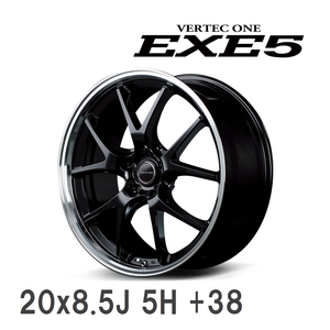 【MID/マルカサービス】 VERTEC ONE EXE 5 20x8.5J +38 114 5H グロッシーブラック/リムポリッシュ アルミホイール 4本セット