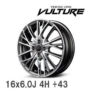 【MID/マルカサービス】 VERTEC ONE VULTURE 16x6.0J +43 100 4H ハイパーシルバーポリッシュ アルミホイール 4本セット