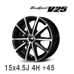 【MID/マルカサービス】 EUROSPEED V25$BP 15x4.5J +45 100 4H ブラックポリッシュ アルミホイール 4本セット