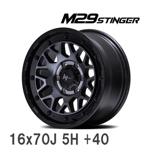 【MID/マルカサービス】 NITRO POWER M29 STINGER 16x70J +40 114 5H セミグロスブラッククリア アルミホイール 4本セット