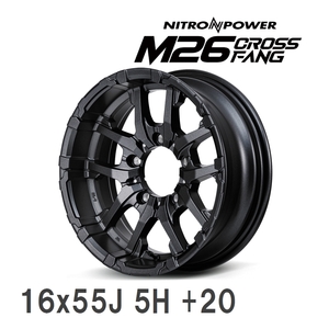 【MID/マルカサービス】 NITRO POWER M26 CROSSFANG 16x55J +20 139 5H バレルブラック/ドリルド アルミホイール 4本セット