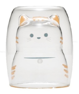 【即決】▽耐熱ネコグラス▽　コップ　ねこ　猫　かわいい　HOT　COLD　結露しにくい　映え　食洗器　電子レンジ　//　TO71023