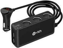 Te-Rich シガーソケット usb 車載充電器 ソケット 3連 4USBポート 最大6.8A/5V 急速充電 12V/24V車_画像1