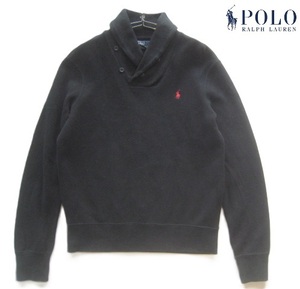  первоклассный!! Polo Ralph Lauren Polo Ralph Lauren* Logo вышивка шаль шея вязаный тренировочный S полный размер M чёрный черный 