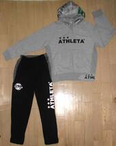 良品★ATHLETA アスレタ タフタ 切替 フーディ スウェット 上下 L_画像1