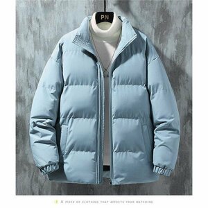 ダウンジャケット メンズ 軽量 ショート丈 中綿コート 防寒 ライトダウン ジャンパー 冬 ビジネス ブルー 2XL