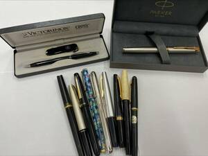 #5753　万年筆　ボールペン11本おまとめ　14K585刻印有　　パーカー/PILOT/セーラー/クロス　他　筆記具