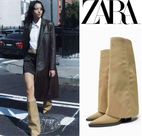 ラスト1 ZARA ハイヒール ゲーターブーツ ゲイターブーツ 紗栄子 ザラ