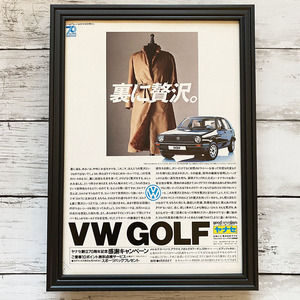 額装品◆VW GOLF Ci フォルクスワーゲン ゴルフ /80年代/昭和ポスター風広告/A4サイズ額入り/アートフレーム　YP17-1