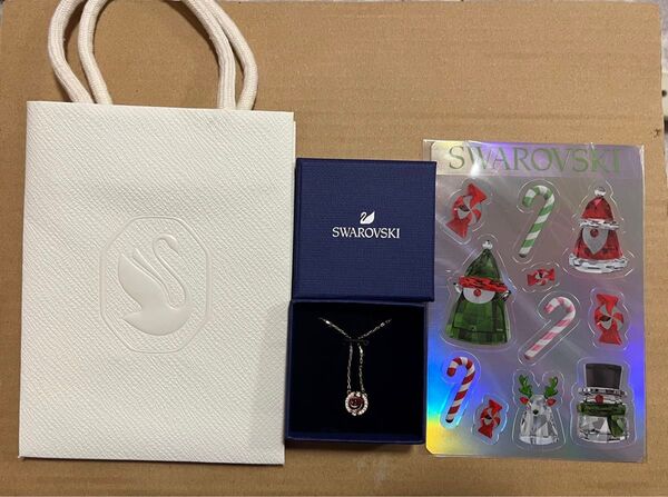 【美品】SWAROVSKI ローズゴールド ネックレス ダンスラウンド スパークリング