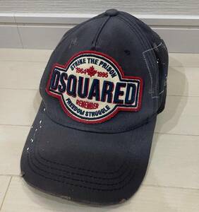 DSQUARED2（ディースクエアード）ダメージ、汚れ加工ワッペンキャップ　帽子　サイズF