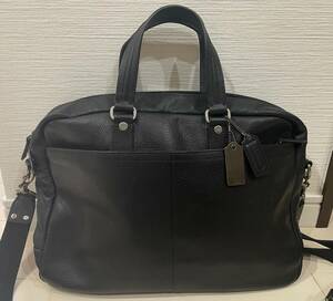 美品　COACH コーチ F70354 2way ビジネスバッグ ブリーフケース ショルダー キャムデン A4可 シボ革　ブラック