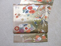 桜と花と鳥と流水・金色袋帯・未使用　E-4_画像1