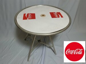 b1860■アルミテーブル2枚　コカ・コーラ　Coca-Cola　組み立て式　止めネジ欠品