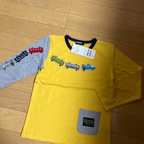 新品　クレードスコープ 110cm 長袖Tシャツ　ロンT 電車　キッズ　男の子　イエロー