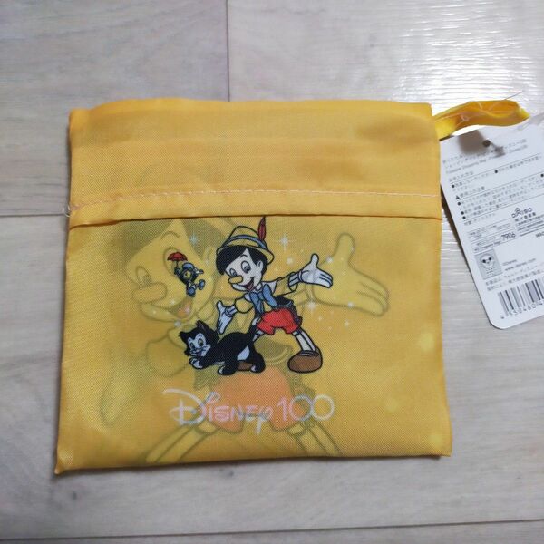 ピノキオ ダイソー ディズニー100 エコバッグ ショッピングバッグ 新品 イエロー 黄色