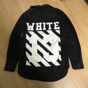 『値下げ』初期オフホワイト　off-white風　デニムジャケット黒　Lサイズ