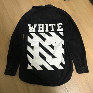 初期オフホワイト　off-white風　デニムジャケット黒　Lサイズ