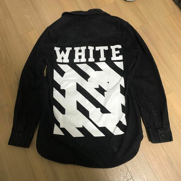 初期オフホワイト off-white風 デニムジャケット黒 Lサイズ