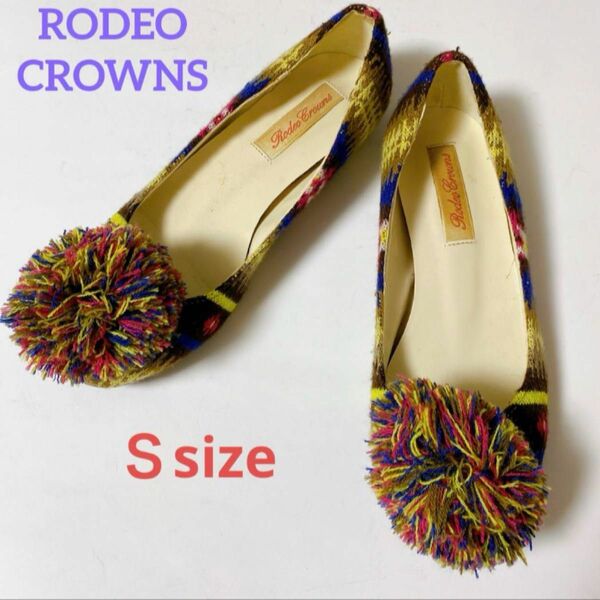 RODEO CROWNS フラットシューズ 総柄 ニット S 