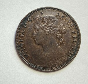 １円スタート! ・1874-H イギリス 1ファージング銅貨 ビクトリア・アンティーク コイン