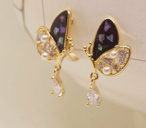 *18K RGP Gold diamond CZ butterfly .. joting earrings gp5666