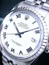 綺麗 ROLEX ロレックス エンジンターンド ホワイトローマン デイトジャストref.16030 Cal.3035 鑑定済_画像5