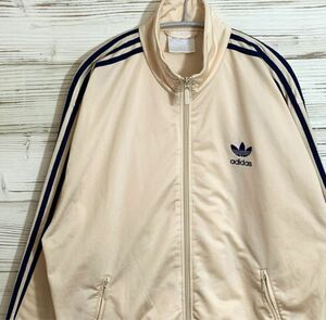 【90's 銀タグ】adidas トラックジャケット ベージュ&ネイビー Mサイズ【希少】【最終値下げ】