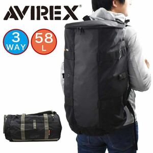 最新作 アビレックス ボストンバッグ リュック 3WAY 58L AVIREX ボストンリュック ショルダーバッグ 大容量 ミリタリー AX 3002 ブラック