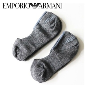 《EMPORIO ARMANI エンポリオアルマーニ》箱付新品 くるぶしソックス2足セット 靴下 25~27cm プレゼントにも A9402