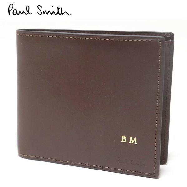 《Paul Smith ポールスミス》箱付新品 シグネチャーストライプ イタリア製ベジタブルレザー使用 2つ折り財布 ウォレット A9443