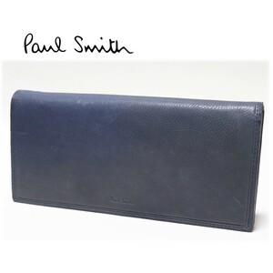 《Paul Smith ポールスミス》箱付新品 訳有 シグネチャーストライプ インカスレザー かぶせ式長財布 ウォレット A9447