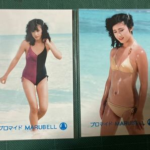 【水着】三原順子 マルベル堂プロマイド写真2枚 紫 昭和タレントの画像1