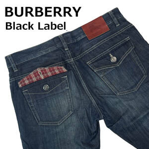  Burberry Black Label D1R50-300 siz76 ( approximately 81cm W32 corresponding ) flap pocket Denim pants three . association noba check Denim pants 