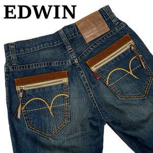 EDWIN エドウィン 04GRZ W28 (約78cm W31相当) ウエスタン GOLD RUSH ジップポケット デニムパンツ ジーンズ